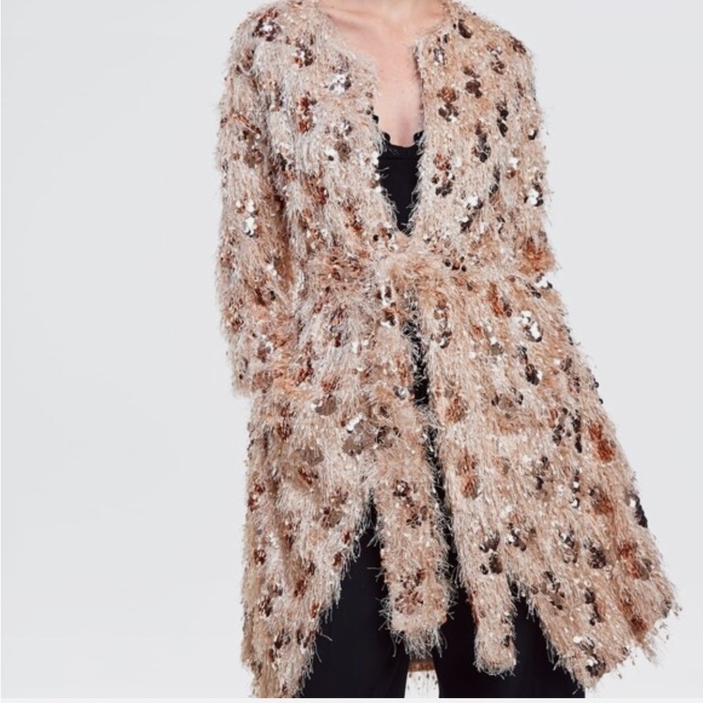 Rare 🚨 Zara Rosegold Sequin Coat